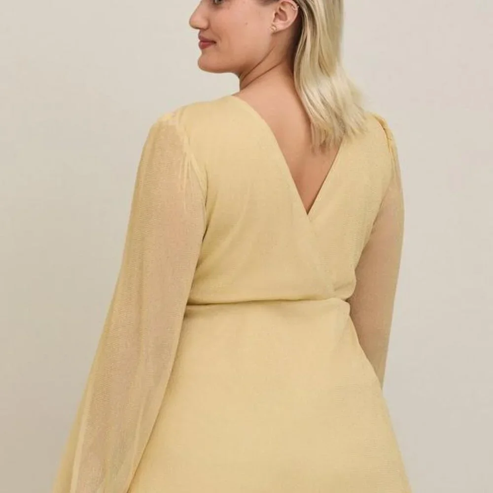 NWT Torrid Glitter Lurex Surplice Peplum Top Gold Size 4 (26) - Picture 3 of 12